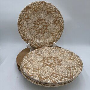 Target Home Melamine Plate Plates Dish tan and white large dinner size set of 5